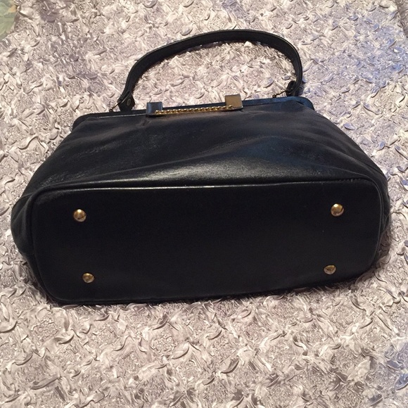 Vintage Dk Navy Leather Doctor satchel Retro - Picture 8 of 8